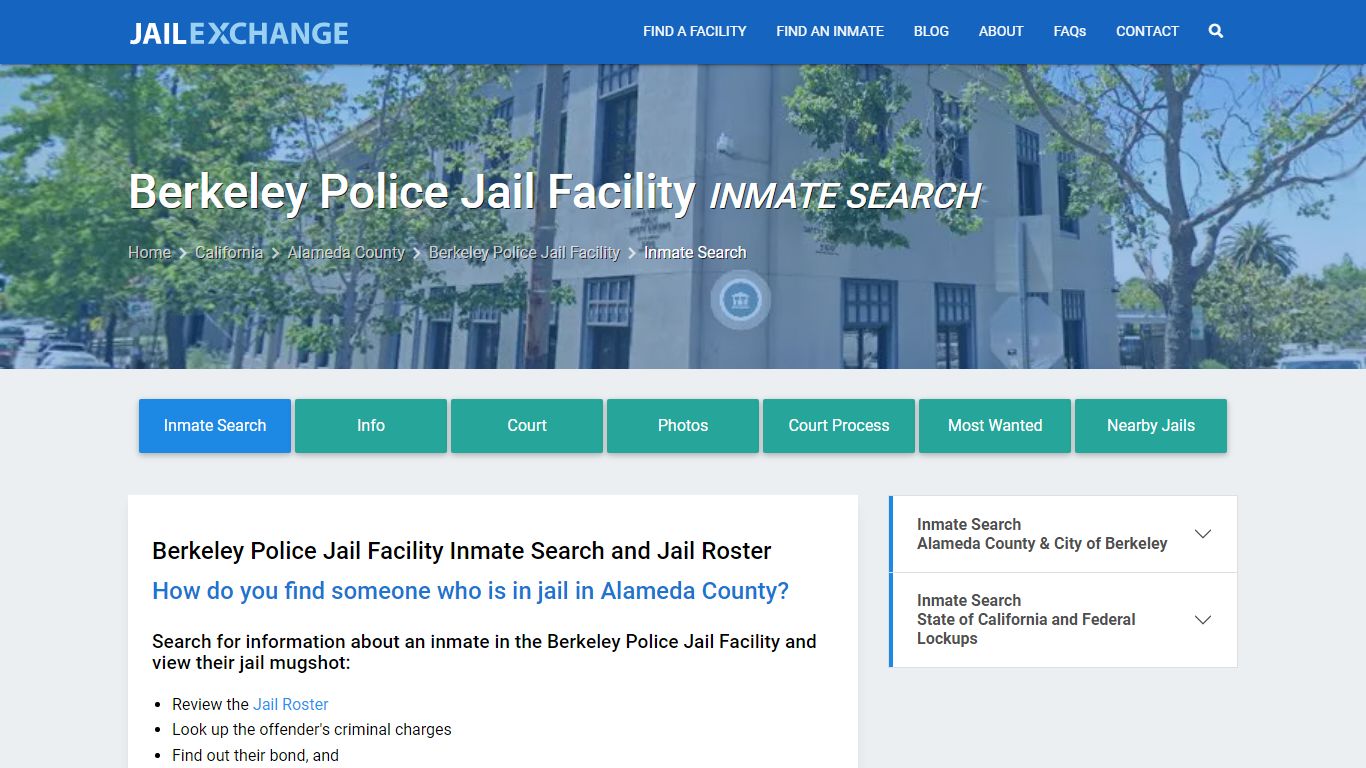 Berkeley Police Jail Facility Inmate Search - Jail Exchange